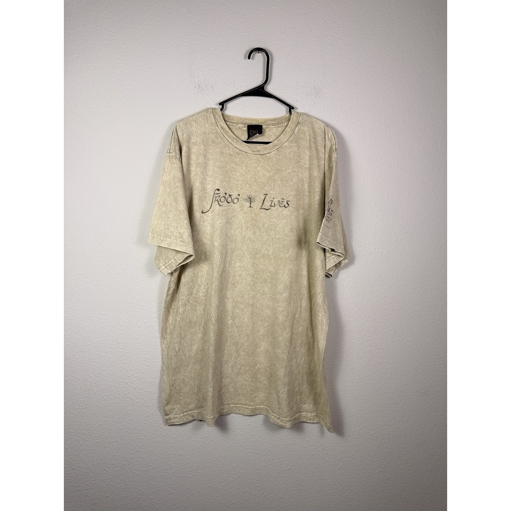 Vintage 2001 Lord of the Rings Frodo Lives Movie Promo Graphic T-Shirt (XL)